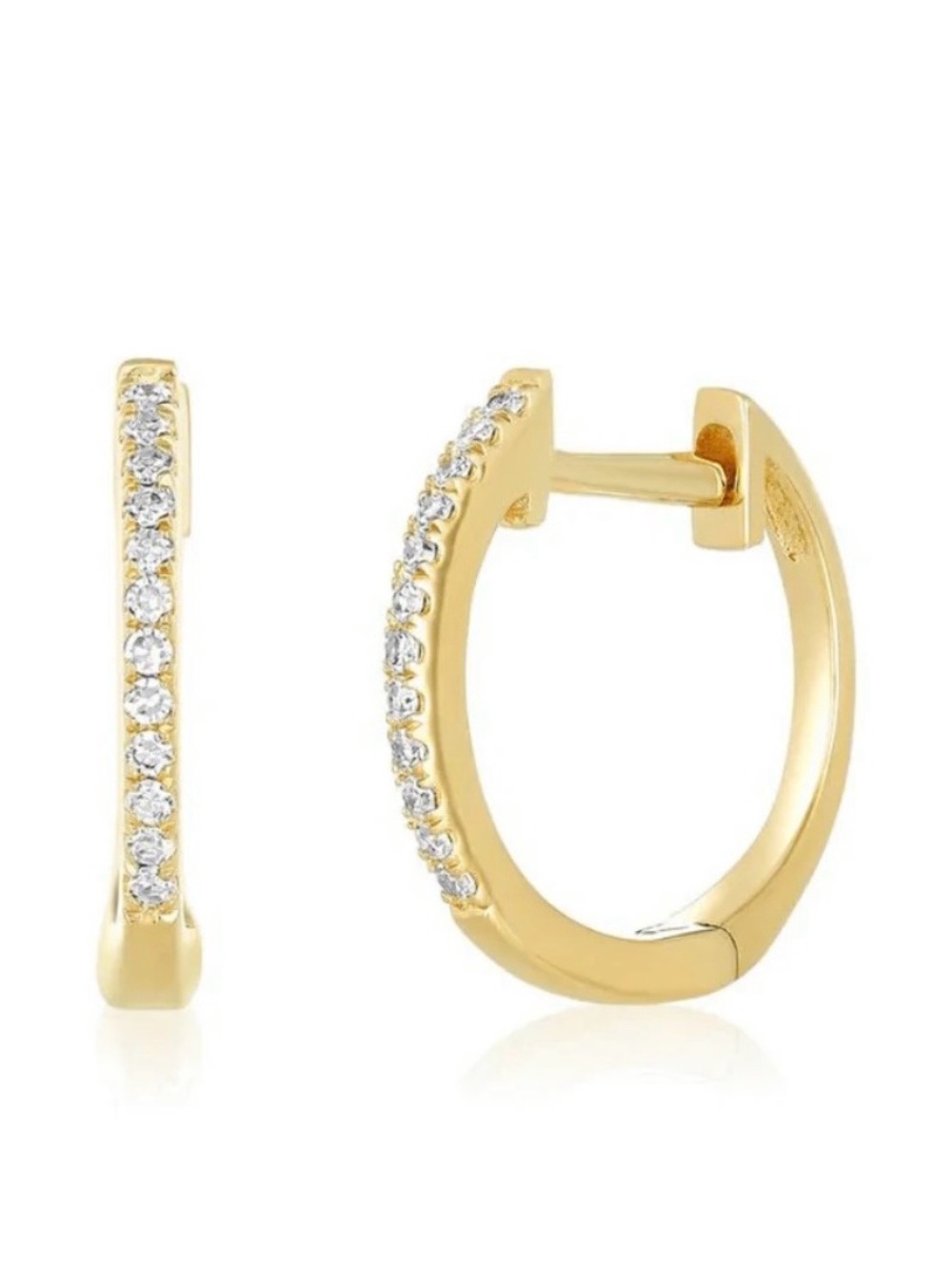 Gold and Diamond Huggie Earrings